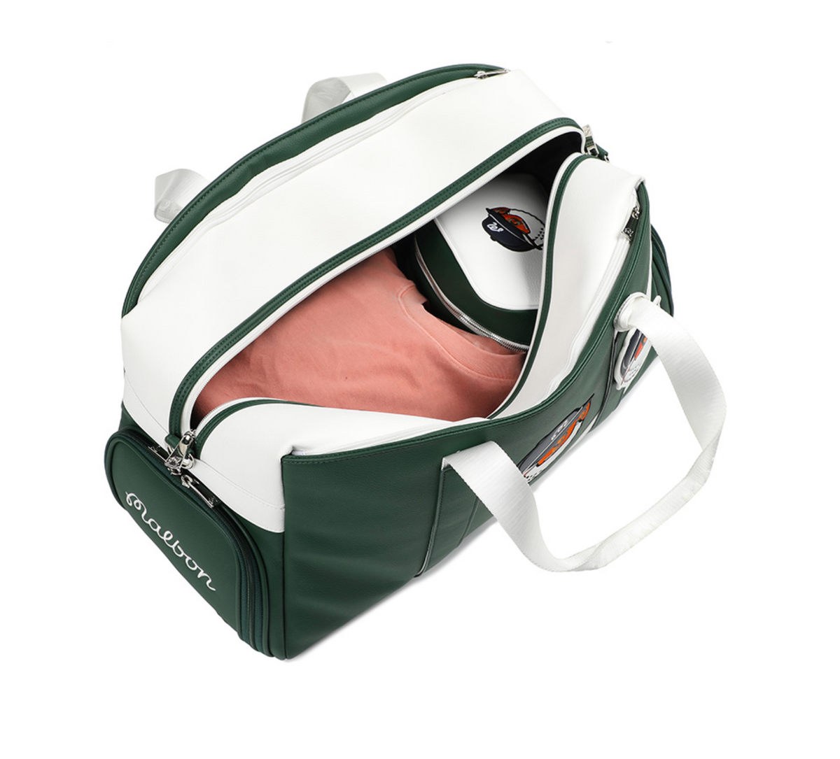 Authentic Malbon Golf Player Classic Boston Bag, Green Color
