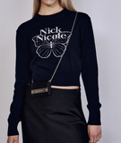 Nick & Nicole Crystal Accordion Wallet, Black Color, Made in Korea