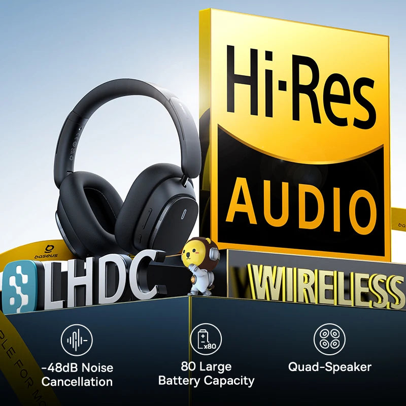 Baseus H1 pro Wireless Headphone Hybrid -48dB Active Noise Cancellatio ...
