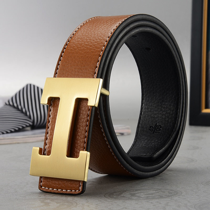 Men's Adjustable Belts Tanned Leather with Distinctive Buckle | Tonywell, Coffee Belt with Silver Buckle