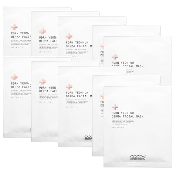 Coopy PDRN YEON-UH Derma Face Mask 23ml x 10 Sheets, Hydrating Moisturizing