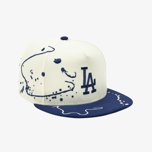 New Era 2025 MLB LA Dodgers Dripping Square Visor 5-Panel Snapback, Chrome White