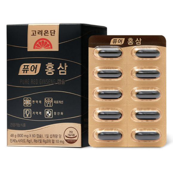 Korea Eundan Pure Red Ginseng 48g(800mg x 60 Capsule)/1box / Korea