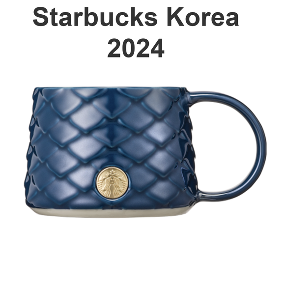 STARBUCKS KOREA 2024 New Year Dragon Blue Scale Mug 355ml / Korea