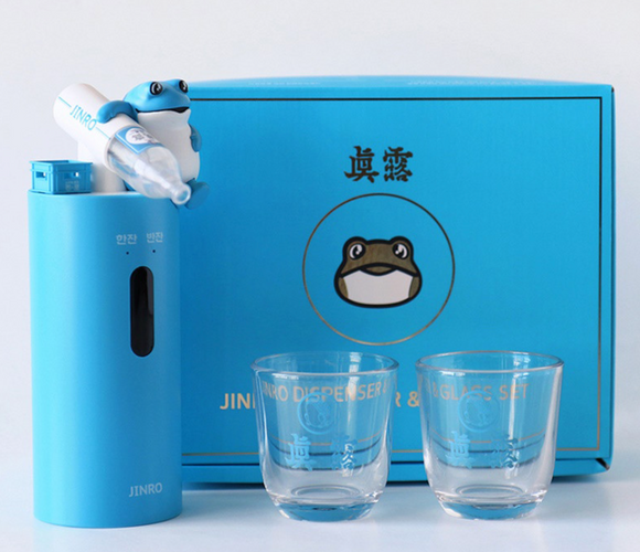 Hite Jinro Toad Frog Soju Automatic Dispenser + Soju Shot Glass / Korean Exclusive