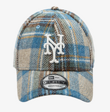 New Era MLB New York Mets Tweed Check Ball Cap, Brown/Blue / Free Size