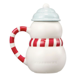 Starbucks Korea 2024 Holiday Friends Snowman Lid Mug 355ml, Starbucks HolidayFriends Mug