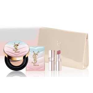 YSL Love Collection 1Set(New Mesh Pink Cushion #B10+Couture Mini Clutch+Lip Balm+Pouch)