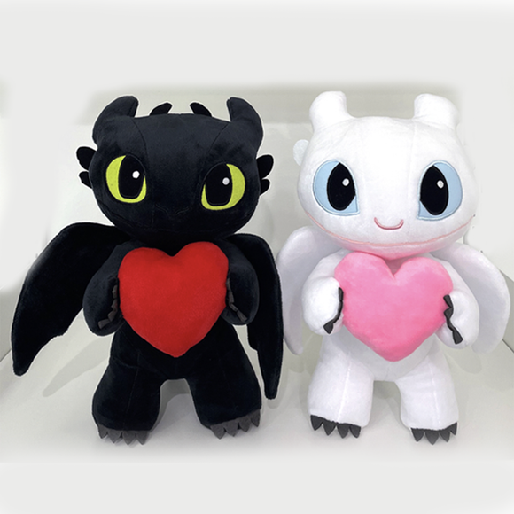 How To Train Your Dragon 3 Standing Heart Plush Doll Toothless & Light Fury 30cm
