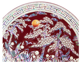 Korean luxury mother-of-pearl Wolsonghak round tray 30cm, mother-of-pearl lacquerware decorative tray, Made in Korea