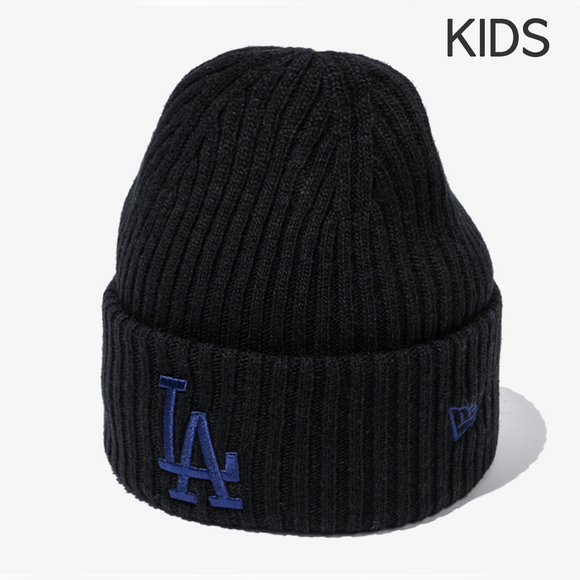 New Era KIDS MLB LA Dodgers Ribbed Cuff Beanie, Black / 2024