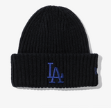 New Era MLB LA Dodgers Ribbed Cuff Beanie, Black / 2024