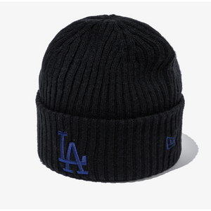 New Era MLB LA Dodgers Ribbed Cuff Beanie, Black / 2024