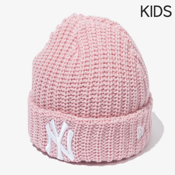 New Era KIDS MLB New York Yankees Big Rib Cuff Beanie, Light Pink / 2024