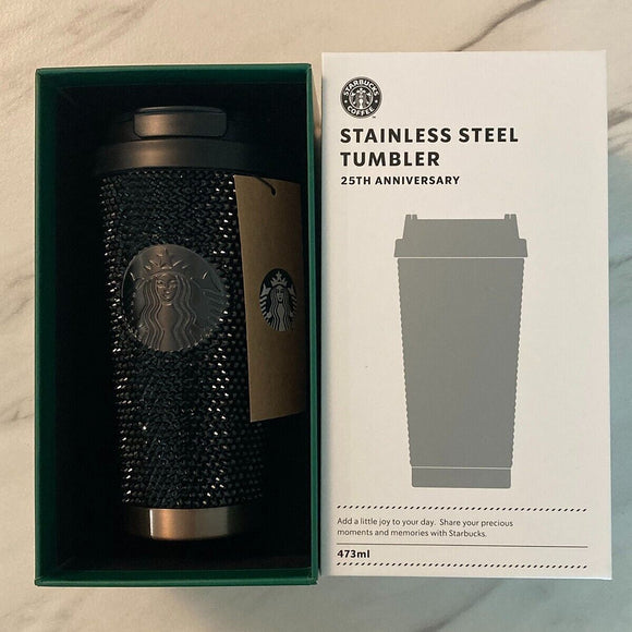 Full Box]Starbucks Korea 2024 SS 25th Anniversary Rhinestone Black Tumbler 473ml