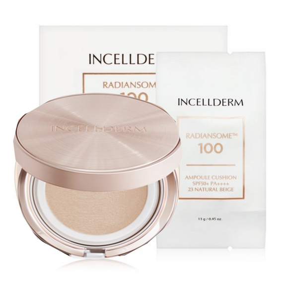 INCELLDERM RADIANSOME™100 AMPOULE CUSHION No.23 Natural Beige (13g + refill 13g )SPF50+ PA++++/Kbeauty