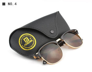 Mixed Classic Style Polarized Sunglasses Women High Fashion Polaroid Glasses Half-Gold Frame Sunglass With Leather Case