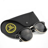 Mixed Classic Style Polarized Sunglasses Women High Fashion Polaroid Glasses Half-Gold Frame Sunglass With Leather Case