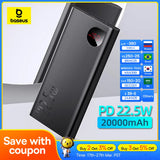 Baseus 22.5W Power Bank 20000mAh Portable Fast Charging Powerbank Type C PD Qucik Charge External Battery Charger For iPhone 15