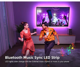 (EU Plug) LED Strip Light RGB 5050 Music Sync Color Changing  Sensitive Built-in Mic, App LED Lights DC12V Flexible