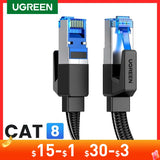 UGREEN Ethernet Cable CAT8 40Gbps Cotton Braided PVC Network Lan Cord for PC Modem Laptop PS 5/4 Router RJ45 Cable Ethernet