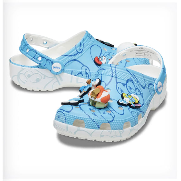 New Crocs Smurf Classic Clog 210820, Multi Blue Unisex Size