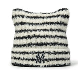 MLB Korea 2025 Striped Meow Beanie New York Yankees, Black