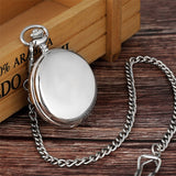 Polishing Silver/Black Cover Quartz Pocket Watch Exquisite Round Display Dial Pocket Pendant Clock Gifts Men Women