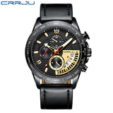 Men Watch CRRJU Calendar Men's Trend Watches Luxury Business Waterproof Gold Quartz Watch Male Stopwatch Clock Relogio Masculino