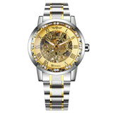 WINNER Mechanical Crystal Luxury Classic Business Luminous Hands Shock Resistant Stainless Steel Men Wrist Watches 454G