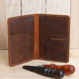 Hand Stitching Genuine Leather Passport Cover Men Travel Leather Passport Holder Wallet Travel Organizer