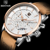 Casual Fashion Men Quartz Watch Luxury Military Leather Strap Chronograph Men Watch