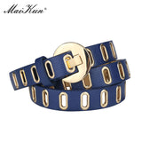 Maikun New Grunge Women Belt Adjustable Hole Grunge Punk  Belts for Women Alloy Pin Buckle Leather Belt for Pants Dresses