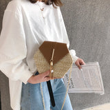 2020 Hexagon Mulit Style Straw+leather Handbag Women Summer Rattan Bag Handmade Woven Beach Circle Bohemia Shoulder Bag