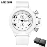 MEGIR Big Dial Fashion Men's Military Sports Watches Waterproof Silicone Strap Casual Quartz Wrist Watch Male Relogio Masculino