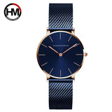 Japan Quartz Movement High Quality 36mm hannah Martin Women Stainless Steel Mesh Rose Gold Waterproof Ladies Watch