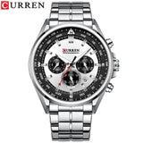 CURREN Men Quartz Wristwatches Luxury Brand Sporty Chronograph Watches with 316 Stainless Steel Luminous Hands Male Clock Black