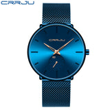 CRRJU Fashion Mens Watches Top Brand Luxury Quartz Watch Men Casual Slim Mesh Steel Waterproof Sport Watch Relogio Masculino