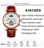 KINYUED Fashion Casual Fully Automatic Mechanical Functional Watch Men's Tourbillon Business Waterproof Luminous Clock Men J025