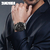 Fashion Men's Wristwatch SKMEI Watch Sport Digital Bracelet 3 Time Countdown Mens Clock Stainless Steel Watches  Male Business