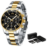 Wholesale Price MEGALLITH Mens Watches Black Big Face Stainless Chronograph Sport Man Watch 30M Waterproof Quartz Watch Man 8046