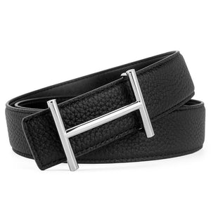 Men's Luxury Belt H Letter Head Layer Cowhide Lychee Pattern Belt Jeans Belt Versatile Fashion Designer Belt