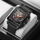 2021 New LIGE Men Watches Top Brand Luxury Hollow Square Sport Watch For Men Fashion Silicone Strap Waterproof Quartz WristWatch