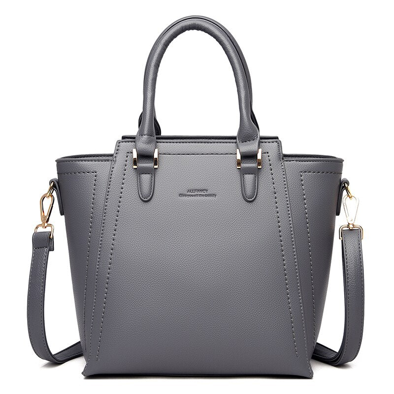 Large Luxury Leather Shoulder Bag Women Tote Bag Black