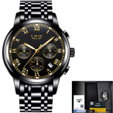 Reloj Hombre LIGE All Gold Watches Mens 2020 Luxury Fashion Quartz Wristwatch Analog Chronograph Men Watch Waterproof Clock+Box