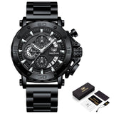 Casual Men Sport Watch Top Brand Stainless Steel Waterproof Chronograph Watch Fashion Business Men Wristwatch Military Watches