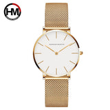 Japan Quartz Movement High Quality 36mm hannah Martin Women Stainless Steel Mesh Rose Gold Waterproof Ladies Watch