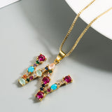 26 English Letter Necklace Women's 2020 New Bohemia Style Colored Necklace Copper Plated Gold  Clavicle Chain for Girls