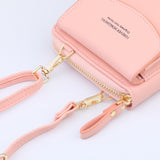 New Women Purses Solid Color Leather Summer Bag Shoulder Strap Mobile Phone Bag Card Holders Wallet Handbag Pockets for Girls