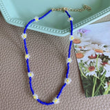 HangZhi 2020 New Korean Sweet Colorful Little Daisy Acrylic Flowers Boho Beaded Clavicle Necklaces for Women Girls Jewelry